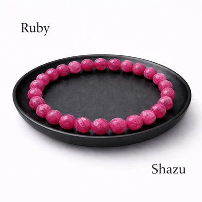 Natural Ruby Sapphire Bracelet – 6mm Faceted Gemstone Bracelet – Mothers Day Gift – Passion & Vitality Jewelry