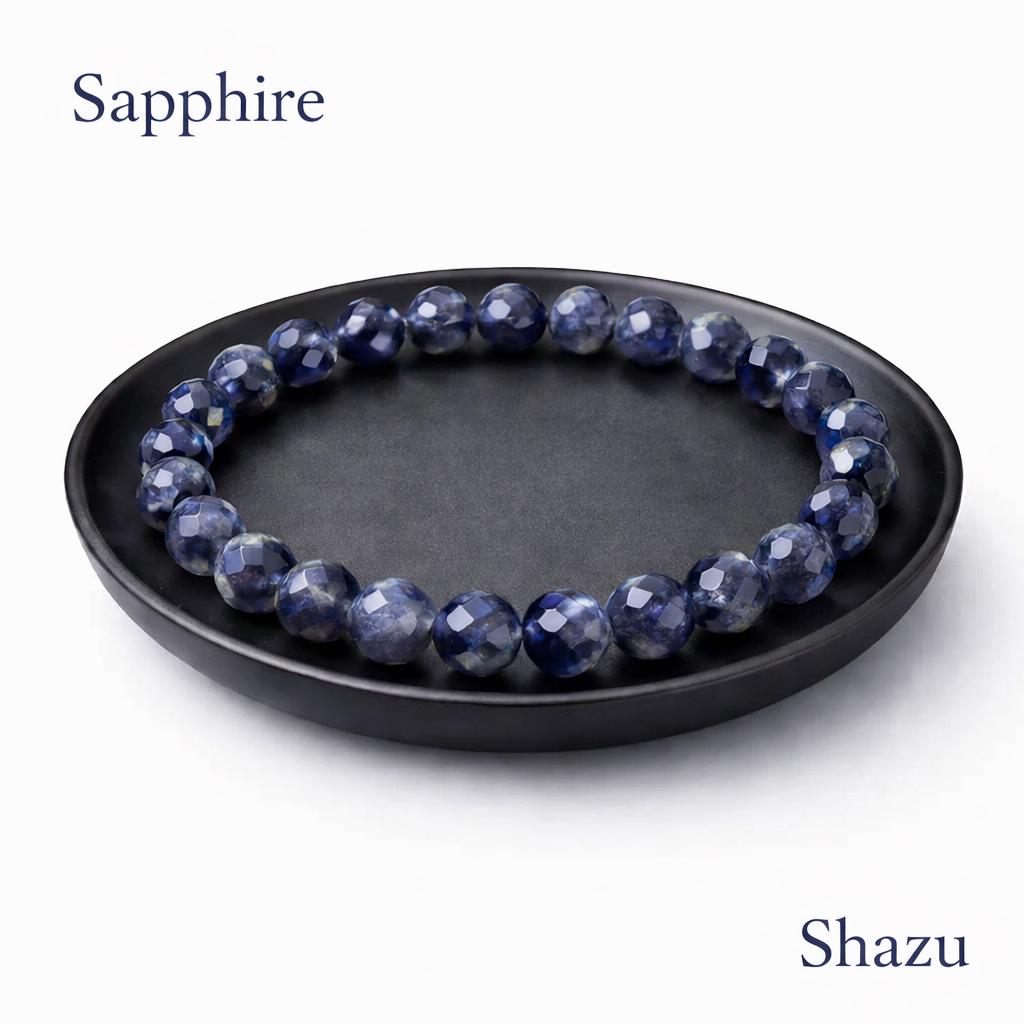 Natural Sapphire Bracelet – 5mm Faceted Gemstone Bracelet – Mothers Day Gift –  Wisdom & Protection Jewelry