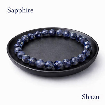 Natural Sapphire Bracelet – 5mm Faceted Gemstone Bracelet – Mothers Day Gift –  Wisdom & Protection Jewelry