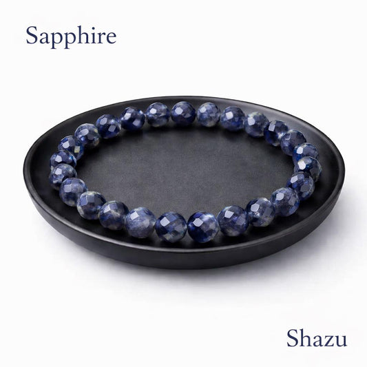 Natural Sapphire Bracelet – 5mm Faceted Gemstone Bracelet – Mothers Day Gift –  Wisdom & Protection Jewelry