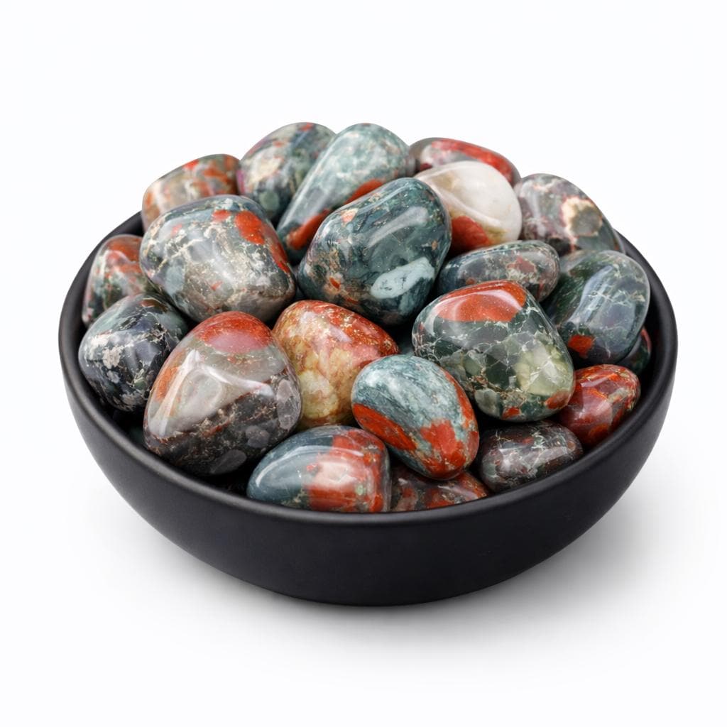 African Bloodstone Tumbled Stone – Natural Healing Crystal for Strength, Courage, Vitality & Protection