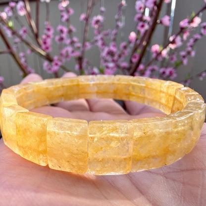 Authentic Natural Citrine Bracelet Untreated Solar Plexus Jewelry Faceted Square Pyramid Manifestation Gift