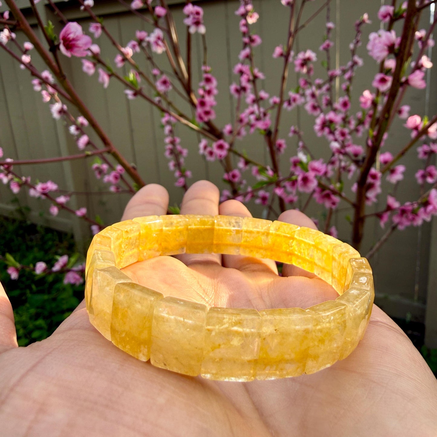 Authentic Natural Citrine Bracelet Untreated Solar Plexus Jewelry Faceted Square Pyramid Manifestation Gift