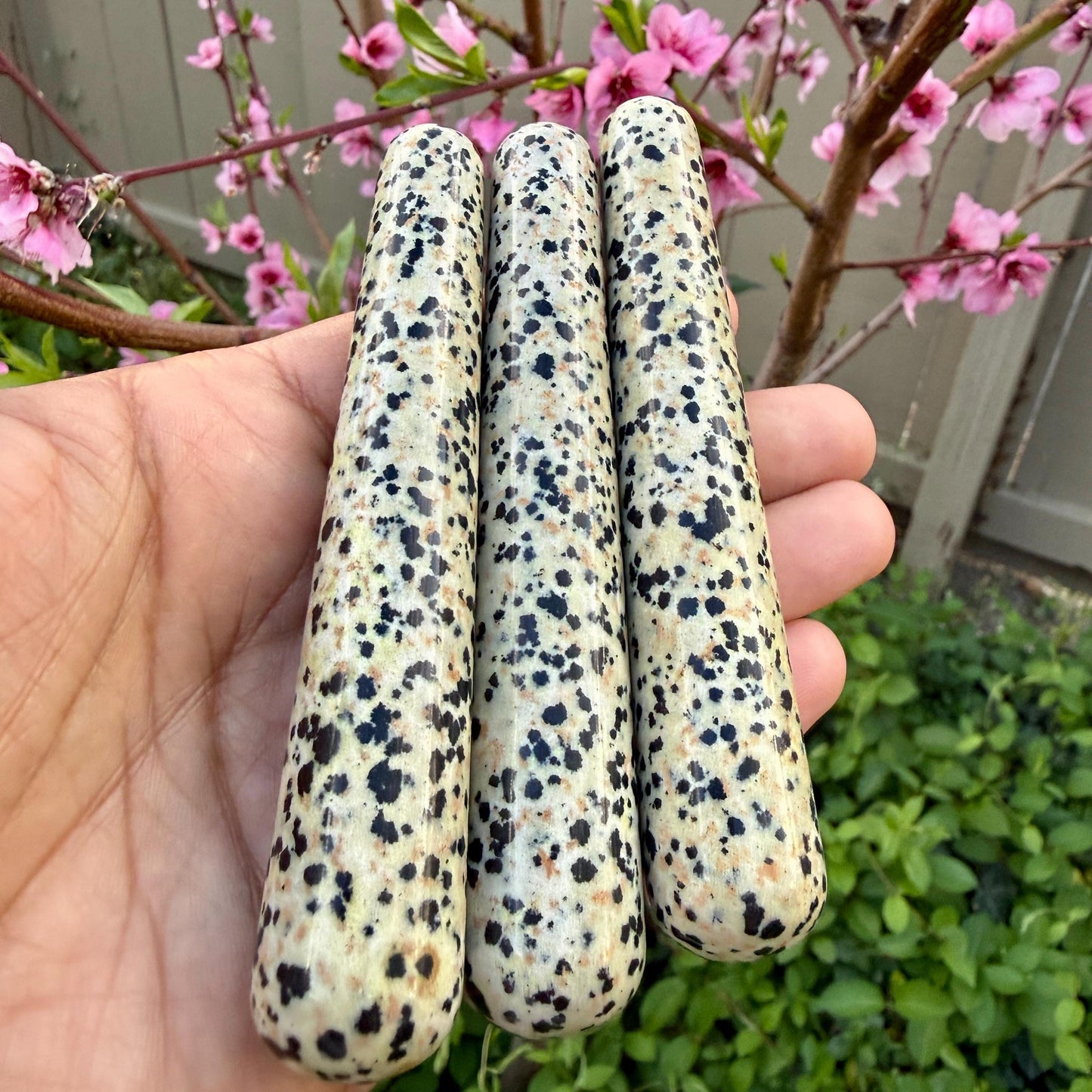 Dalmatian Jasper Crystal Massage Wand – Grounding, Protection & Joyful Energy