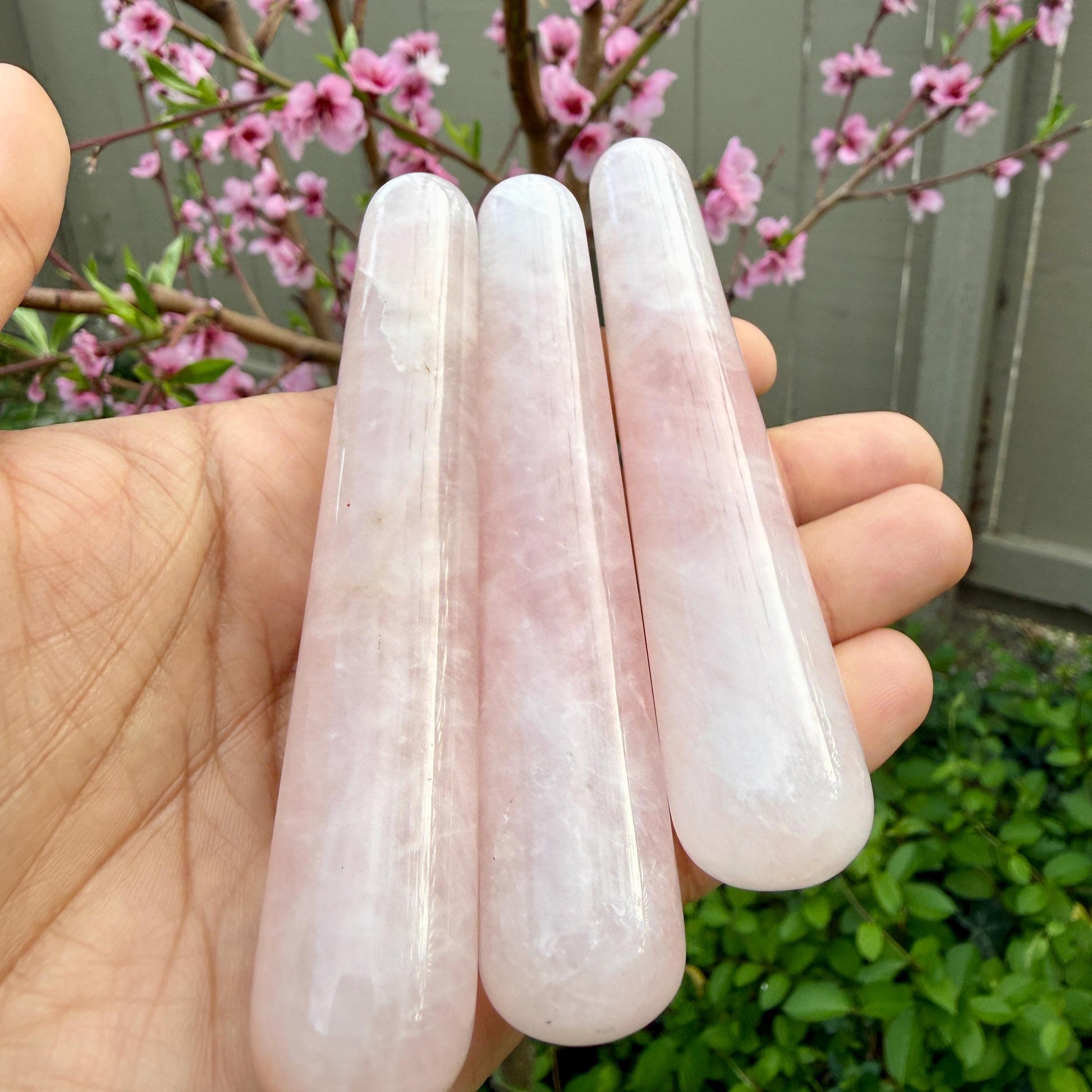 Rose Quartz Massage Wand – Crystal Massage Tool, Natural Stone Acupressure Wand, Reflexology & Reiki Crystal, Self Care Gift