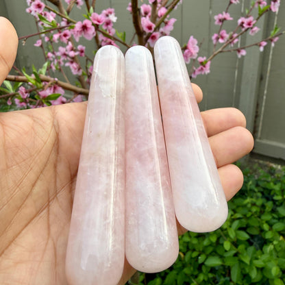 Rose Quartz Massage Wand – Crystal Massage Tool, Natural Stone Acupressure Wand, Reflexology & Reiki Crystal, Self Care Gift