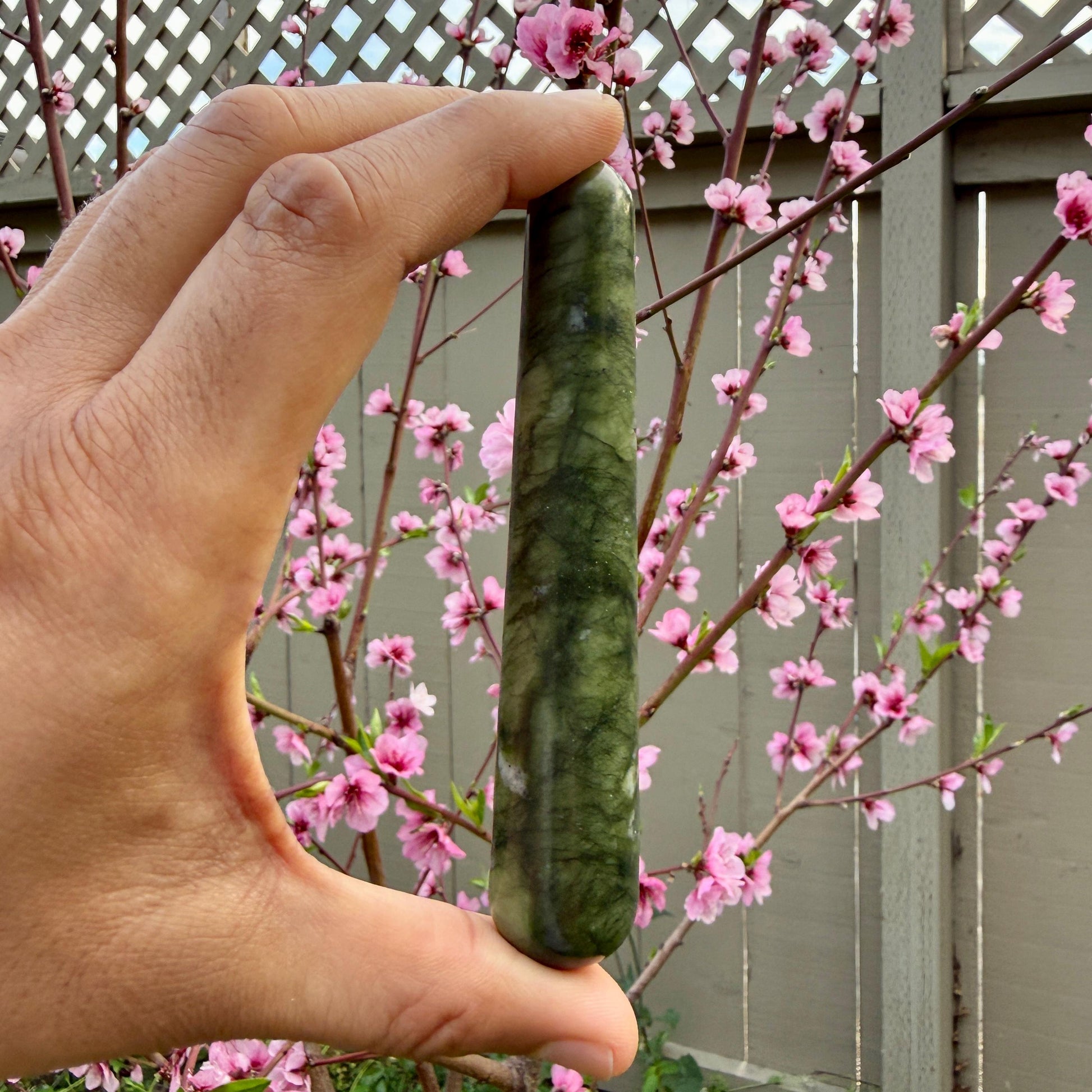 Green Jade Crystal Massage Wand | Natural Stone Massager for Acupressure and Trigger Point