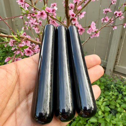 Black Obsidian Crystal Massage Wand | Natural Stone Massager for Acupressure and Trigger Point