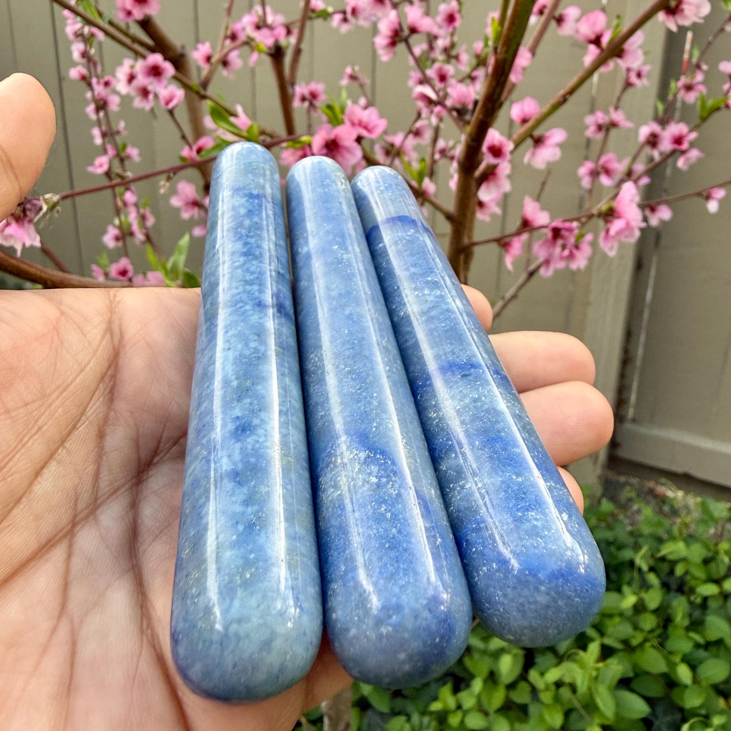 Blue Aventurine Crystal Massage Wand | Natural Stone Massager for Acupressure and Trigger Point