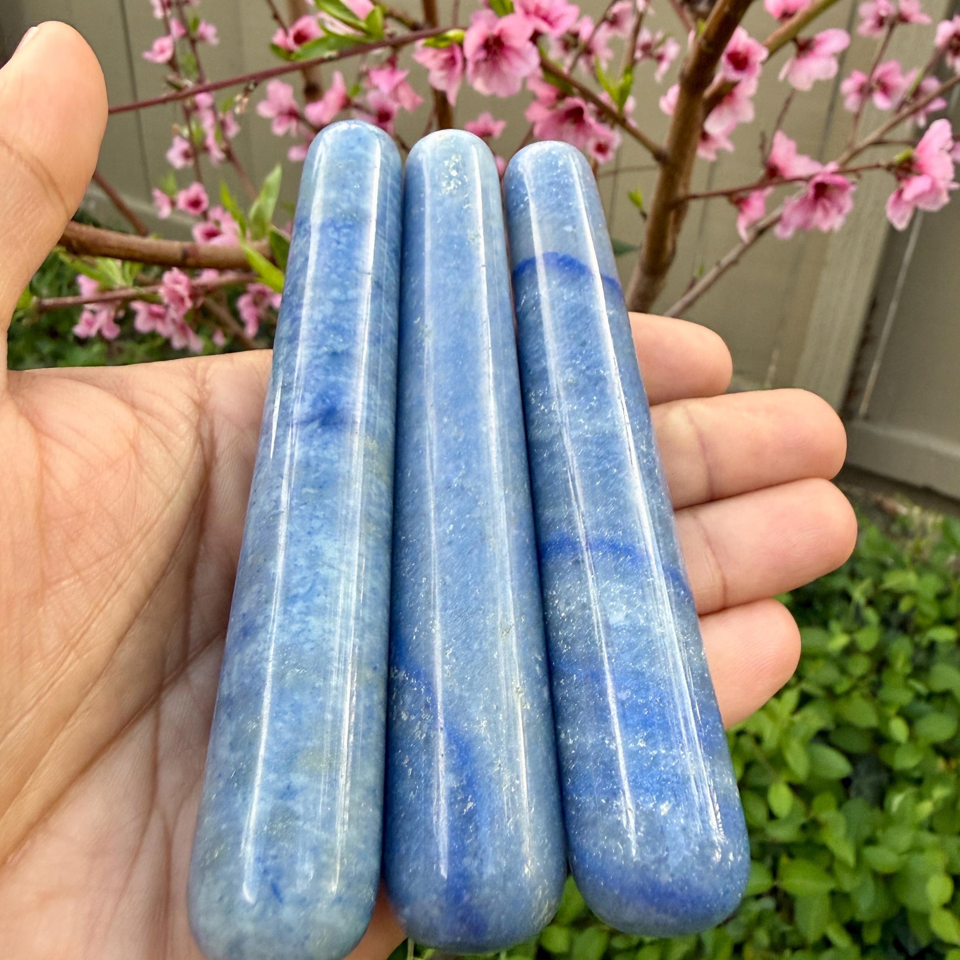 Blue Aventurine Crystal Massage Wand | Natural Stone Massager for Acupressure and Trigger Point