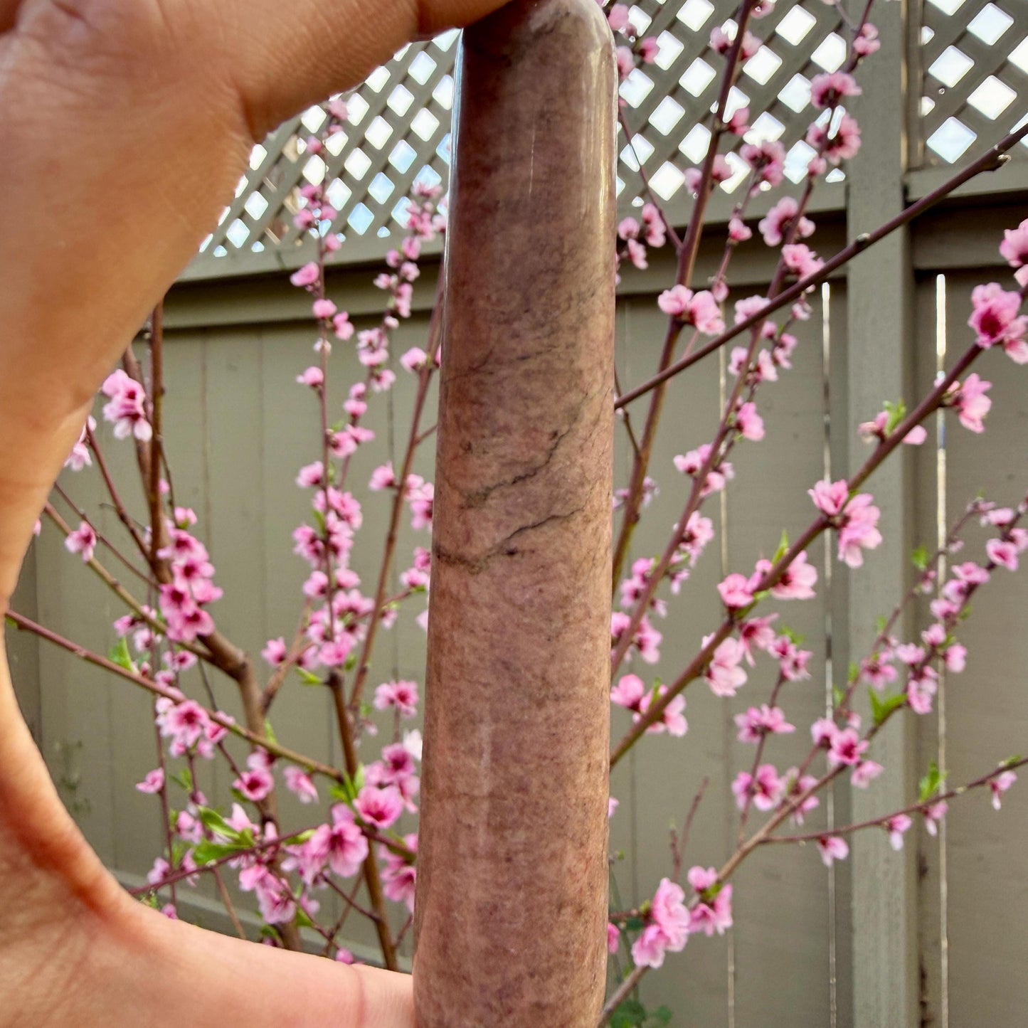 Rhodonite Crystal Massage Wand | Natural Stone Massager for Acupressure and Trigger Point
