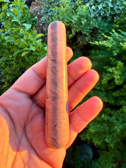 Rhodonite Crystal Massage Wand | Natural Stone Massager for Acupressure and Trigger Point