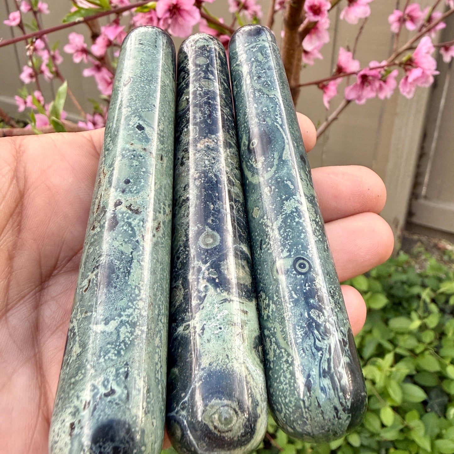 Kambaba Jasper Crystal Massage Wand | Natural Stone Massager for Acupressure and Trigger Point