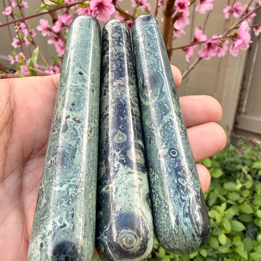 Kambaba Jasper Crystal Massage Wand | Natural Stone Massager for Acupressure and Trigger Point