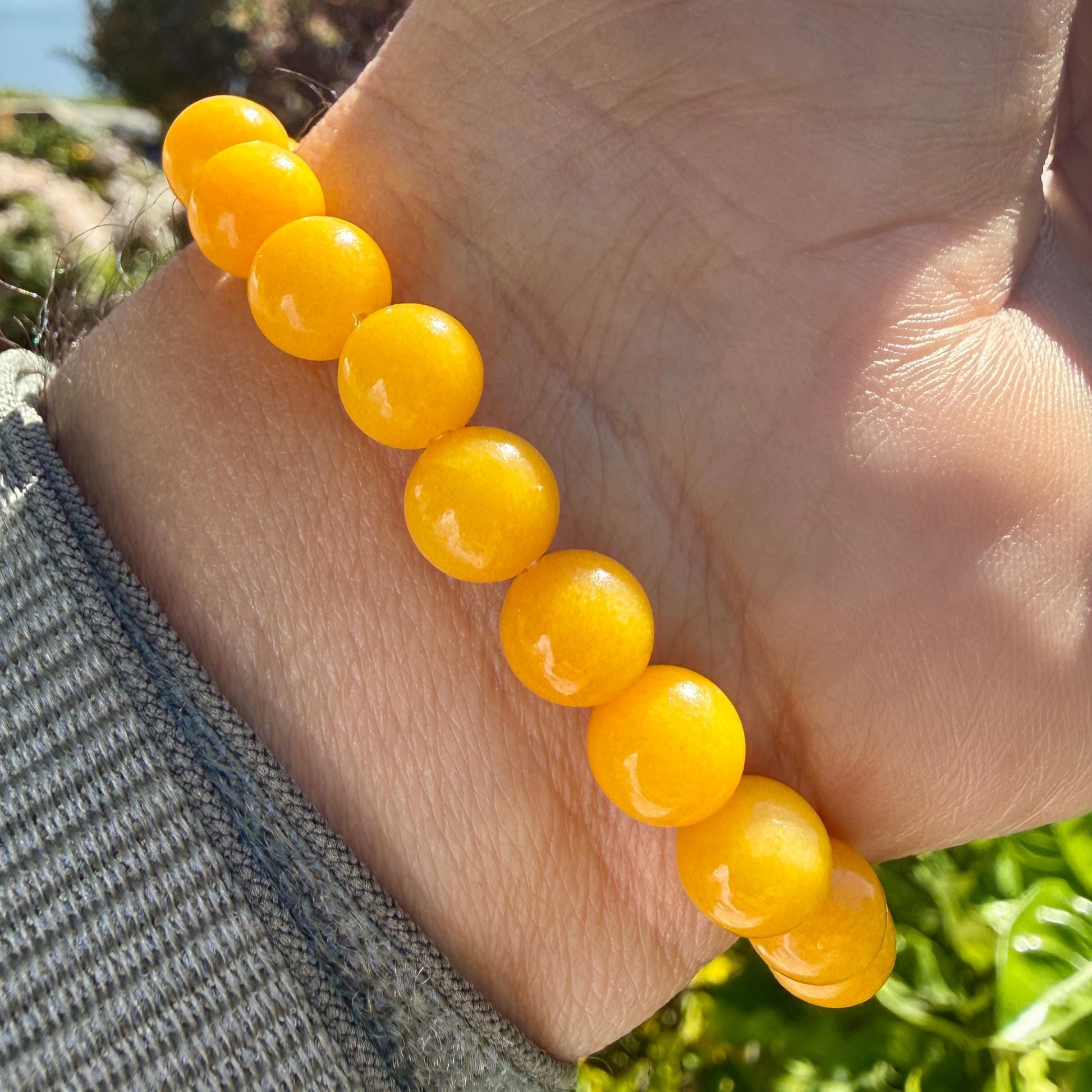 Yellow Jade Bracelet 6mm 8mm | Abundance Luck Prosperity Confidence Crystal Energy