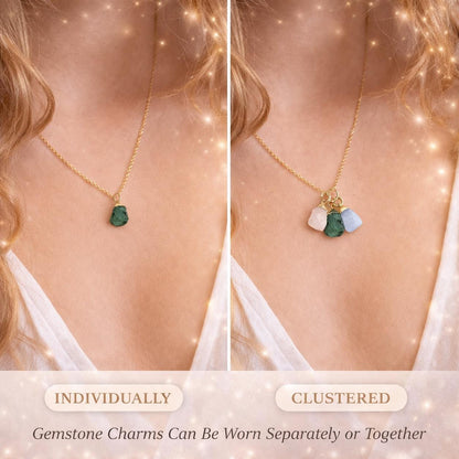 Taurus Zodiac Necklace: Emerald, Rose Quartz, Blue Lace Agate, Birthstone, Gift for Mom, Mothers Day Gift