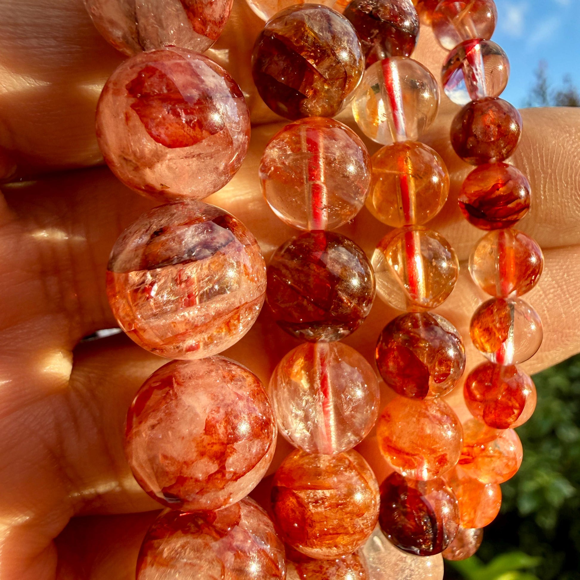Fire Quartz Bracelet Red Hematoid Quartz Grounding Manifestation Crystal Jewelry Gift
