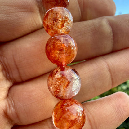 Fire Quartz Bracelet Red Hematoid Quartz Grounding Manifestation Crystal Jewelry Gift