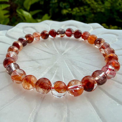 Fire Quartz Bracelet Red Hematoid Quartz Grounding Manifestation Crystal Jewelry Gift