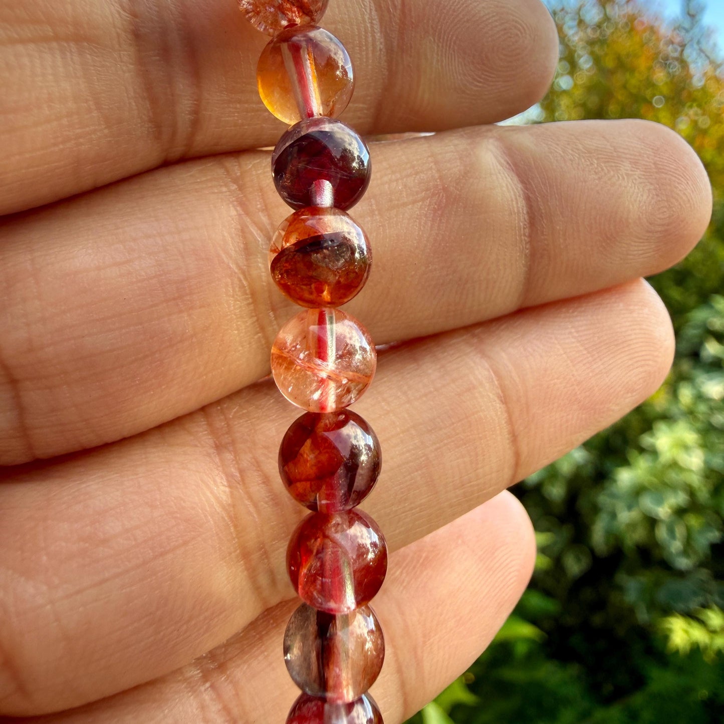 Fire Quartz Bracelet Red Hematoid Quartz Grounding Manifestation Crystal Jewelry Gift