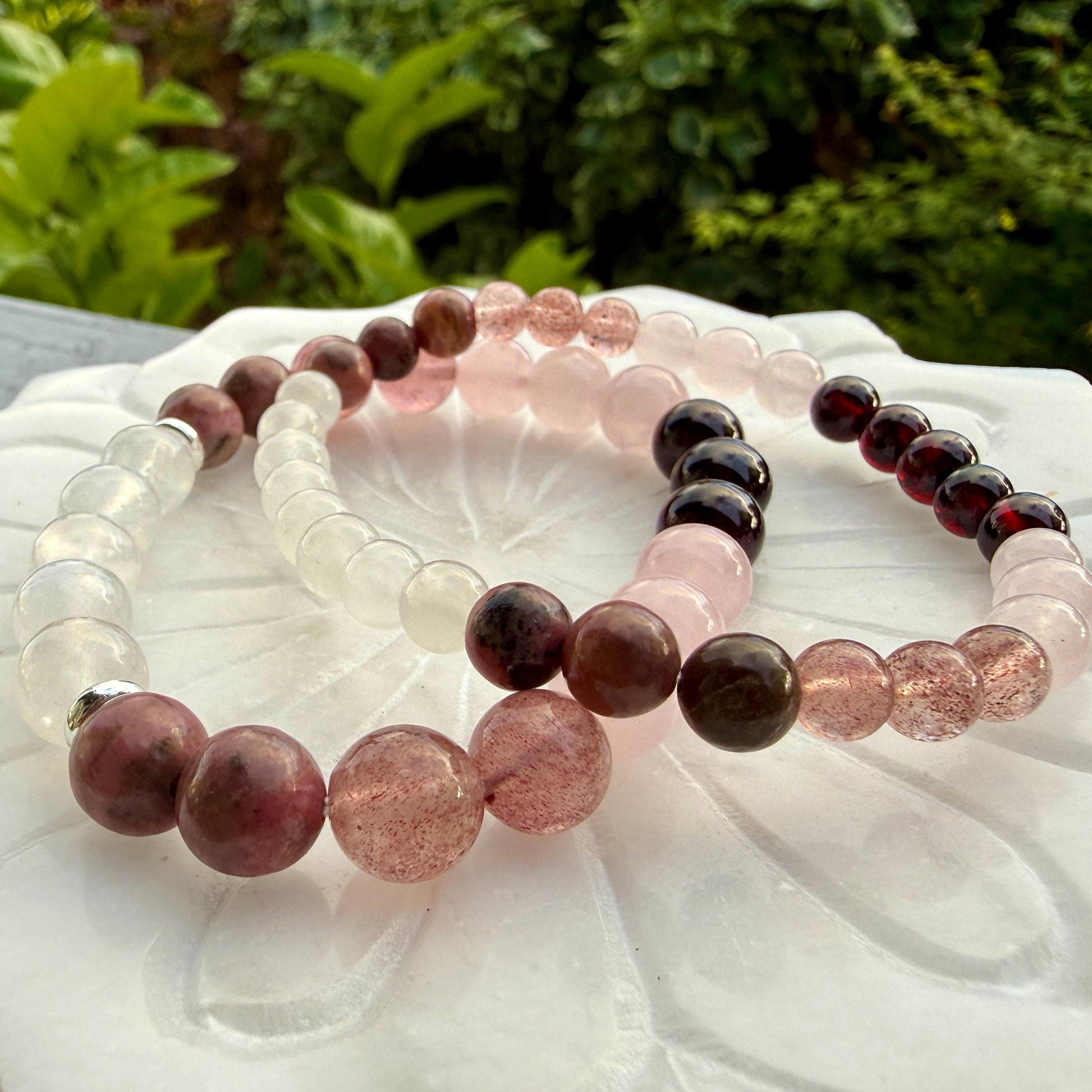 Love Light Intuition Bracelet Moonstone Rose Quartz Healing Crystal Jewelry Gift