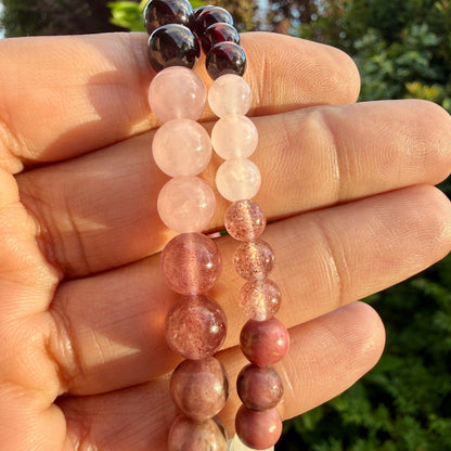Love Light Intuition Bracelet Moonstone Rose Quartz Healing Crystal Jewelry Gift