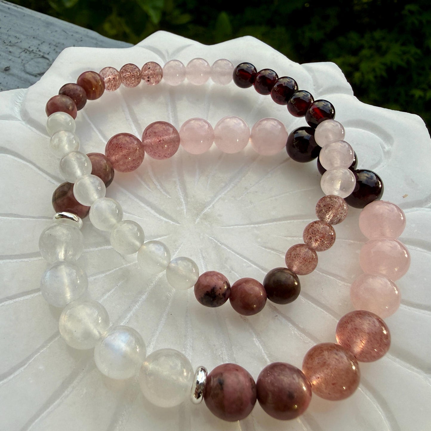 Love Light Intuition Bracelet Moonstone Rose Quartz Healing Crystal Jewelry Gift