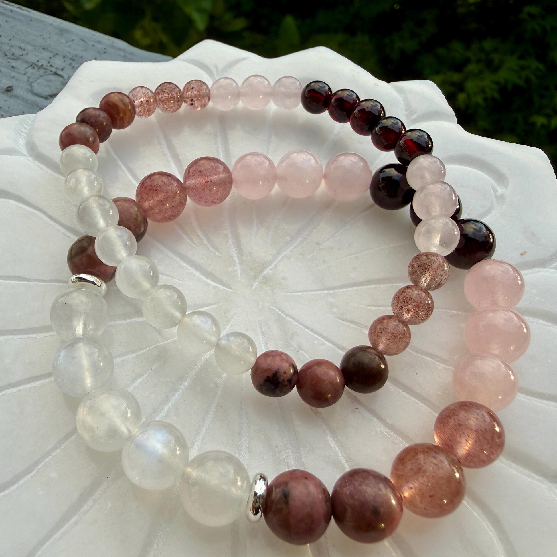 Love Light Intuition Bracelet Moonstone Rose Quartz Healing Crystal Jewelry Gift