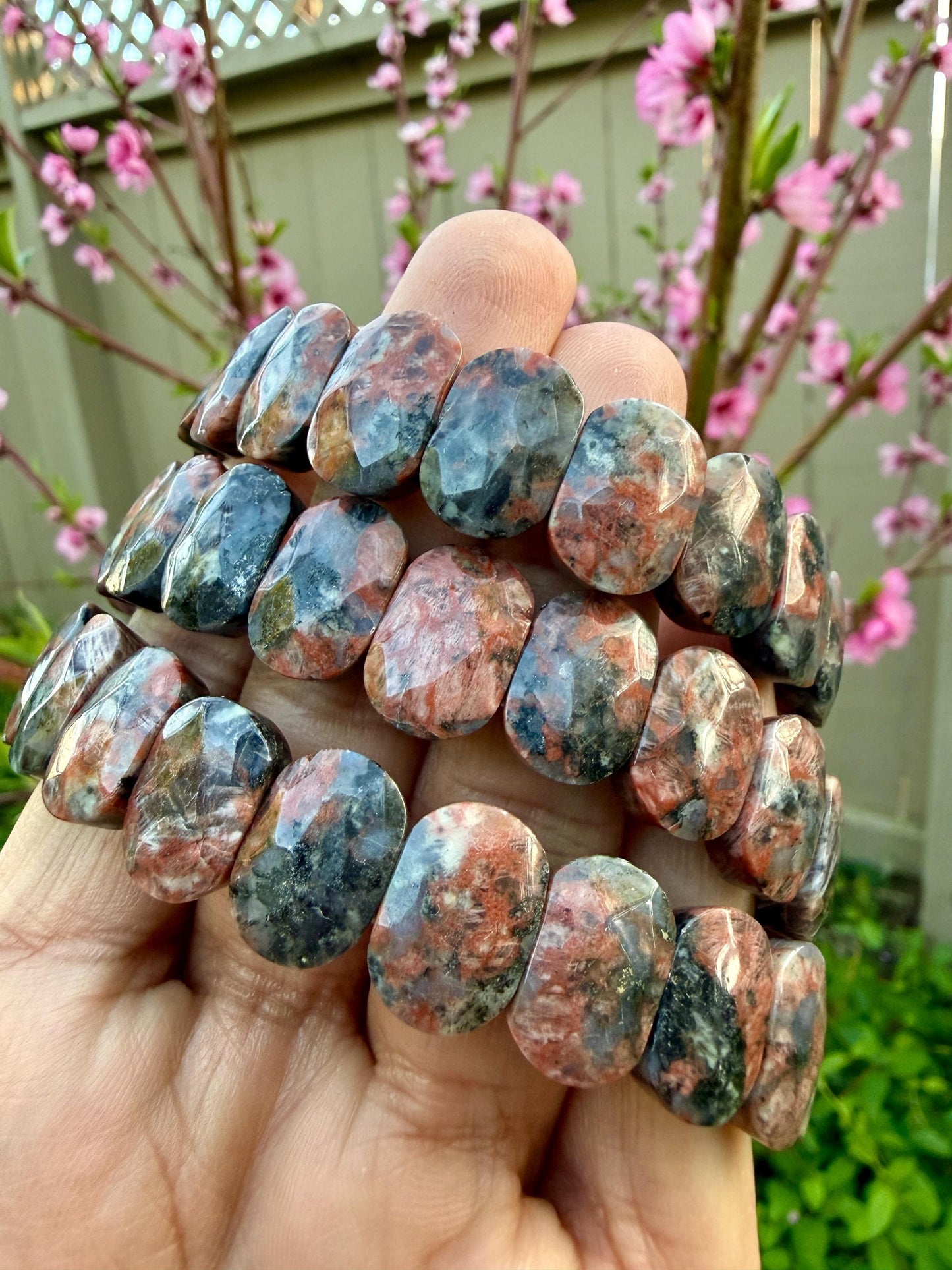 Jasper Bracelet Red Grey Natural Stone 10x15mm Beads Grounding Healing Crystal Jewelry Gift for Her Him
