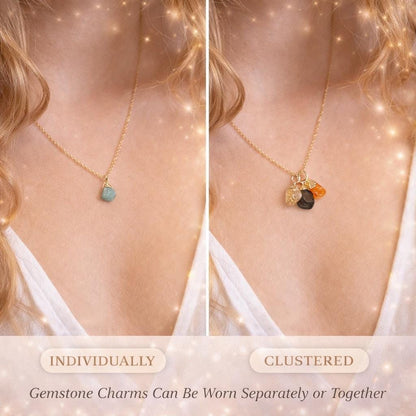 Aries Zodiac Necklace: Raw Herkimer, Amethyst, Citrine, Birthstone, Gift for Mom, Mothers Day Gift