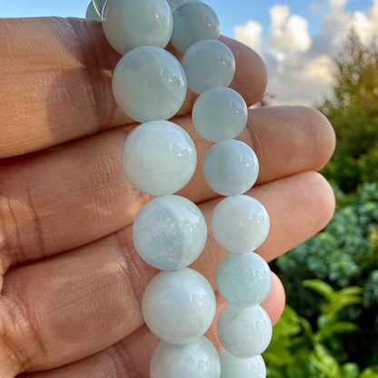 Aquamarine Bracelet 8mm 10mm – Healing Crystal for Calm, Clarity & Communication