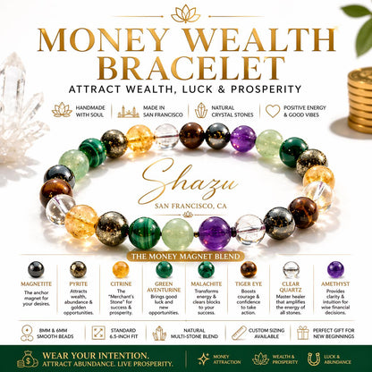 Money Wealth Bracelet – Abundance, Luck, Prosperity Manifestation Tool