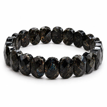 Greenland Nuummite Bracelet 14x9mm Rare Stone, Protection Grounding Crystal, Sorcerer’s Stone