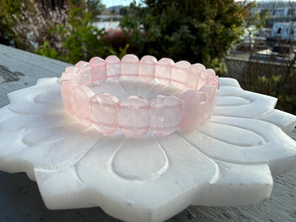 Faceted Rose Quartz Stretch Bracelet: Love Stone, 6.5 Inch