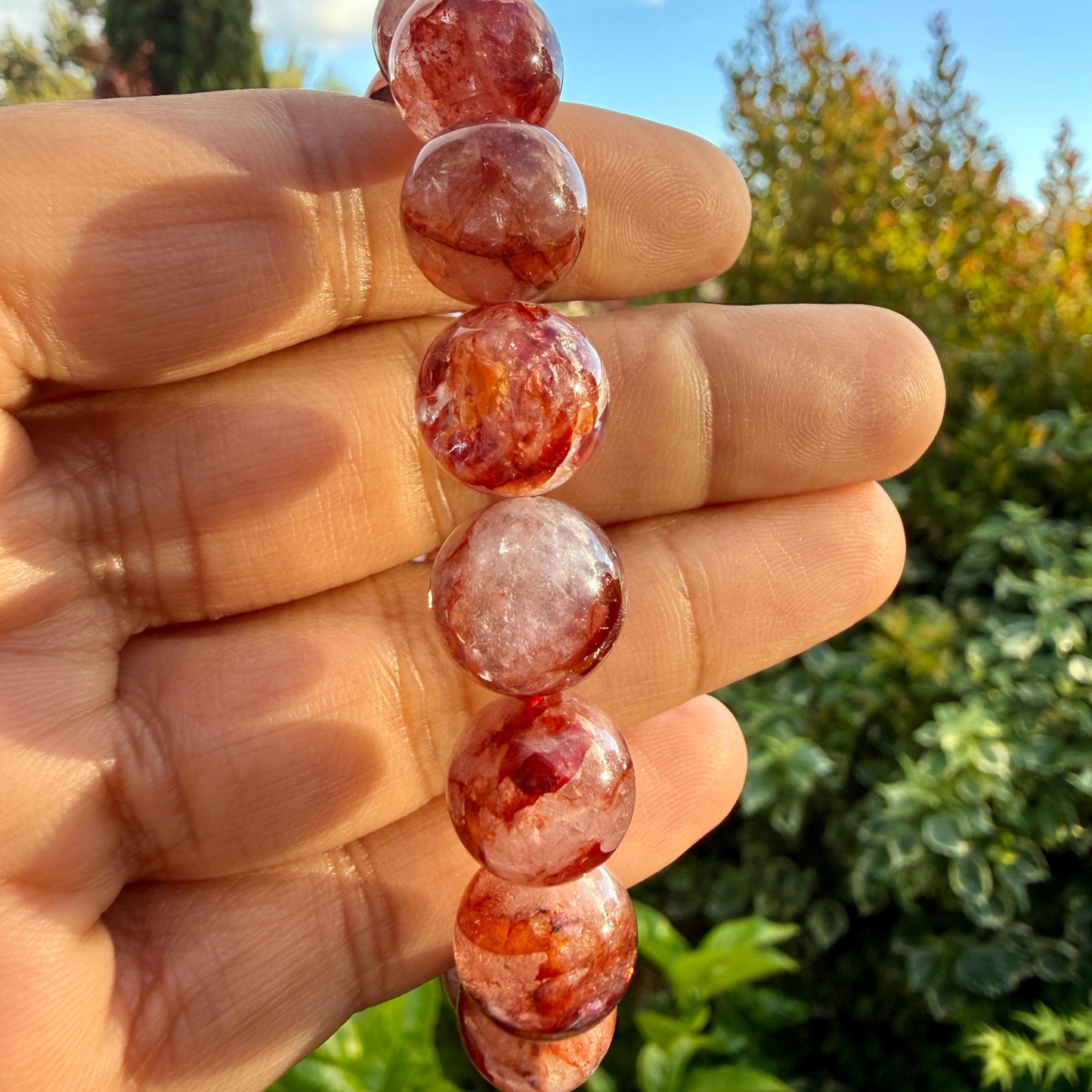 Fire Quartz Bracelet Red Hematoid Quartz Grounding Manifestation Crystal Jewelry Gift