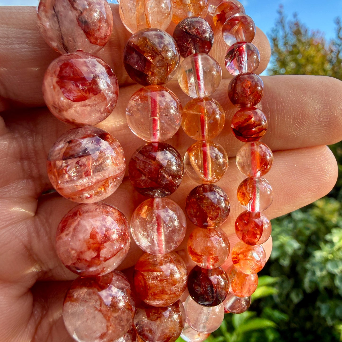 Fire Quartz Bracelet Red Hematoid Quartz Grounding Manifestation Crystal Jewelry Gift
