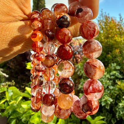 Fire Quartz Bracelet Red Hematoid Quartz Grounding Manifestation Crystal Jewelry Gift