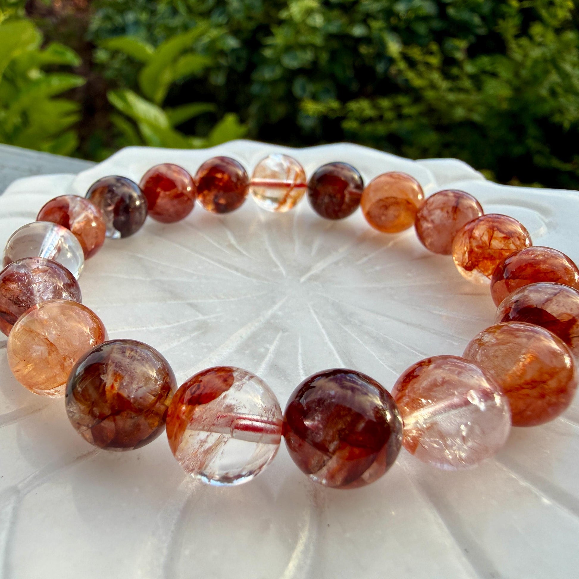 Fire Quartz Bracelet Red Hematoid Quartz Grounding Manifestation Crystal Jewelry Gift