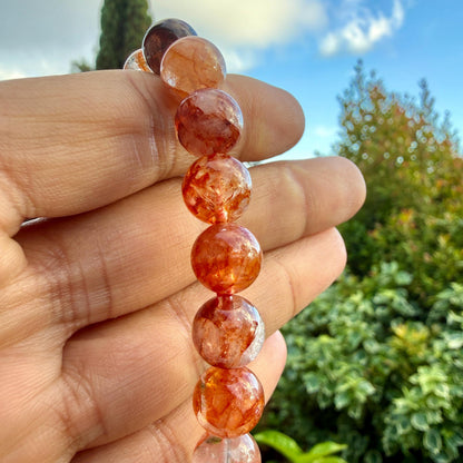 Fire Quartz Bracelet Red Hematoid Quartz Grounding Manifestation Crystal Jewelry Gift