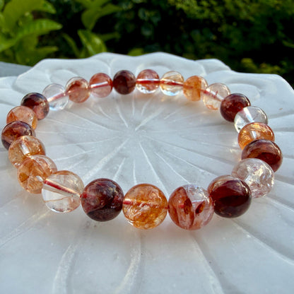 Fire Quartz Bracelet Red Hematoid Quartz Grounding Manifestation Crystal Jewelry Gift