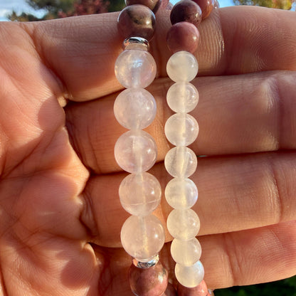 Love Light Intuition Bracelet Moonstone Rose Quartz Healing Crystal Jewelry Gift