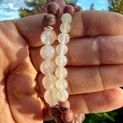 Love Light Intuition Bracelet Moonstone Rose Quartz Healing Crystal Jewelry Gift