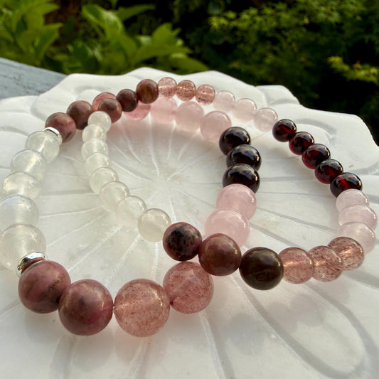 Love Light Intuition Bracelet Moonstone Rose Quartz Healing Crystal Jewelry Gift