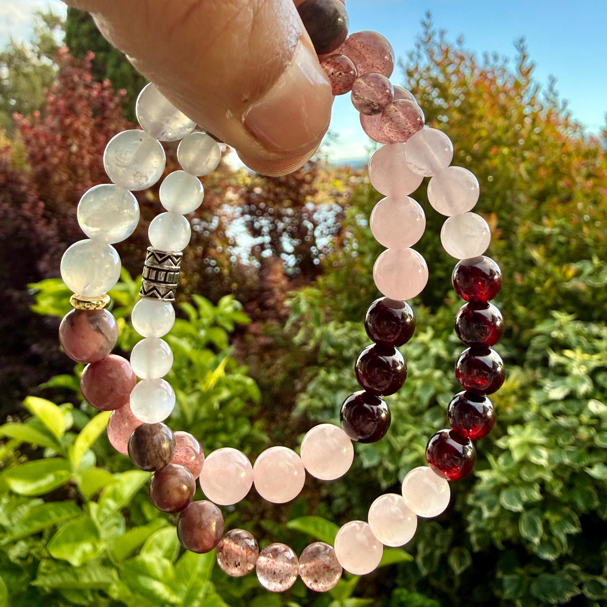 Love Light Intuition Bracelet Moonstone Rose Quartz Healing Crystal Jewelry Gift