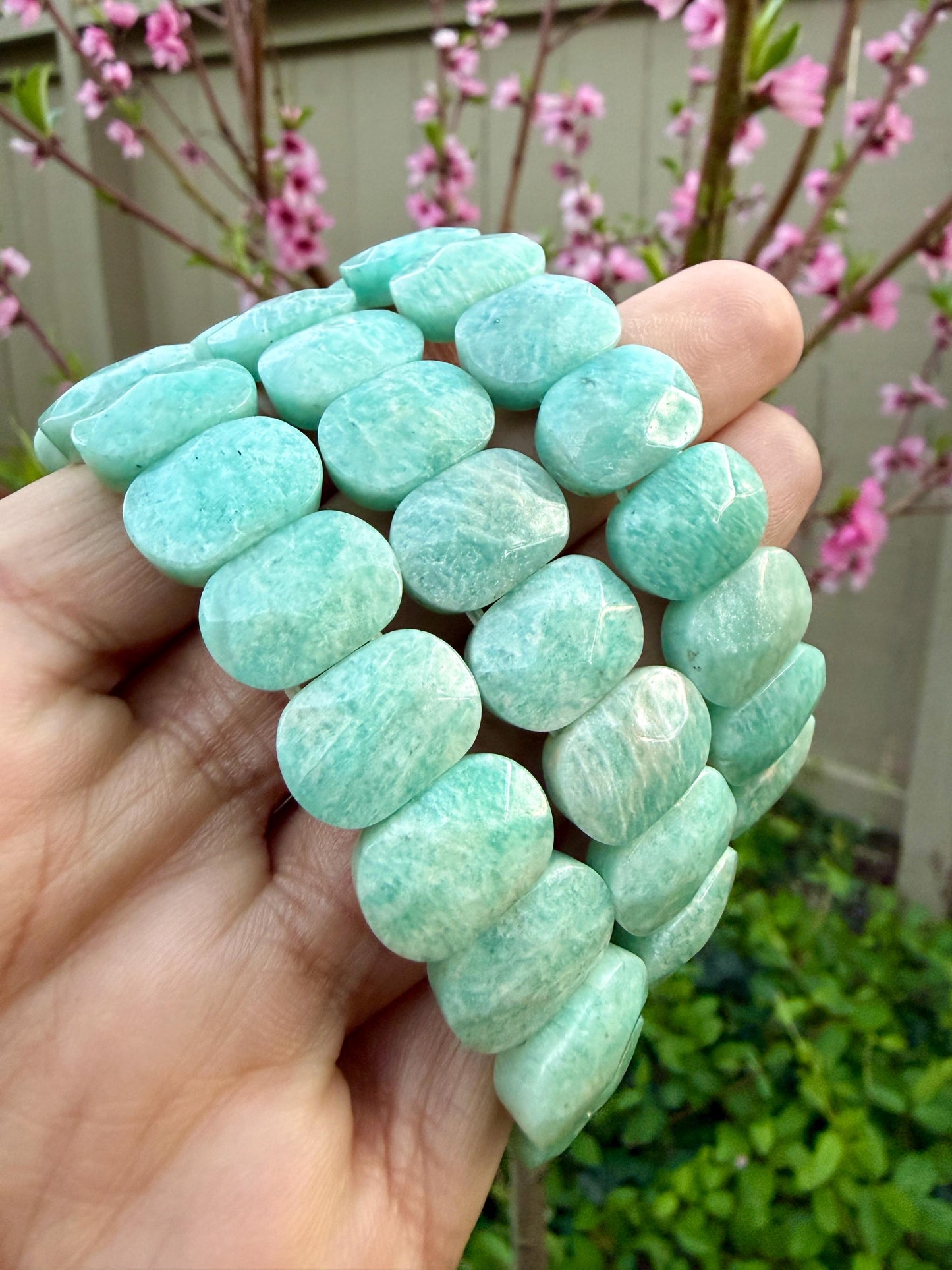 Amazonite Crystal Bracelet • Oval Faceted, Calming Stone