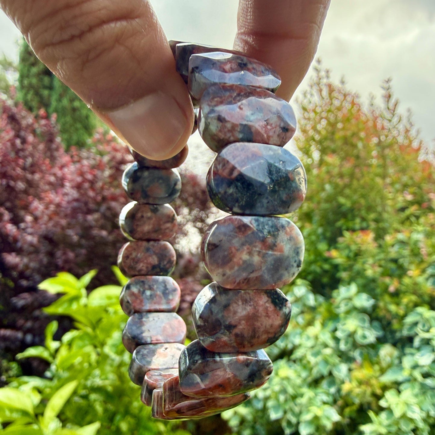 Jasper Bracelet Red Grey Natural Stone 10x15mm Beads Grounding Healing Crystal Jewelry Gift for Her Him
