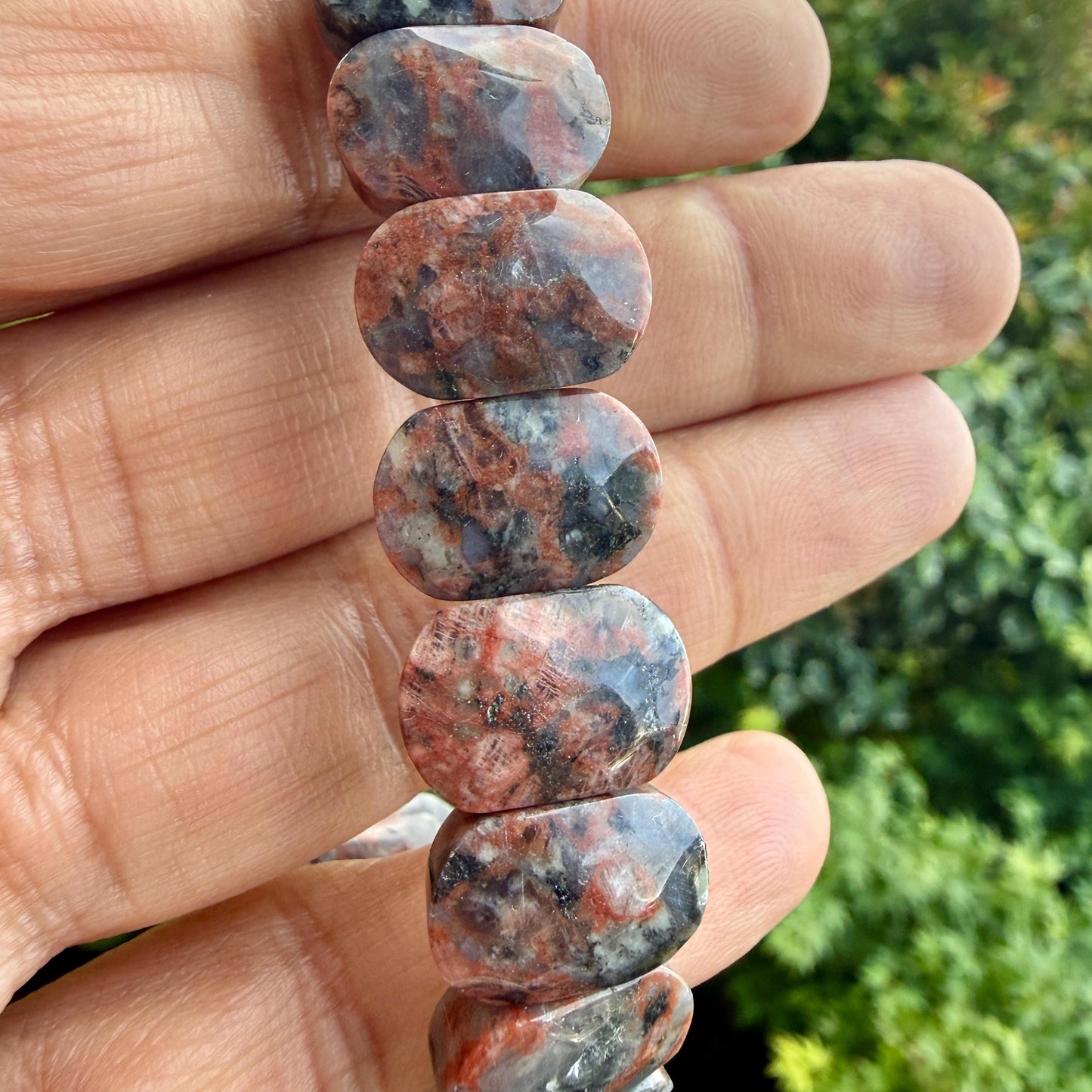 Jasper Bracelet Red Grey Natural Stone 10x15mm Beads Grounding Healing Crystal Jewelry Gift for Her Him