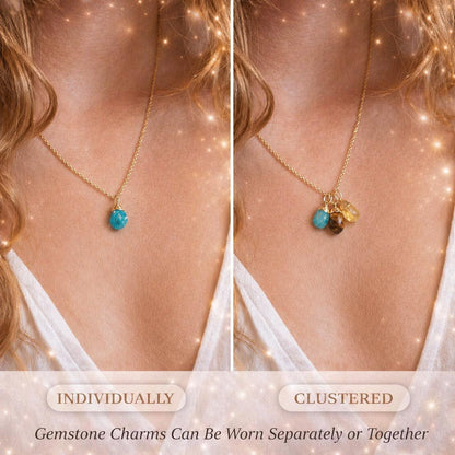 Gemini Zodiac Necklace: Raw Turquoise, Tiger Eye, Citrine Crystals