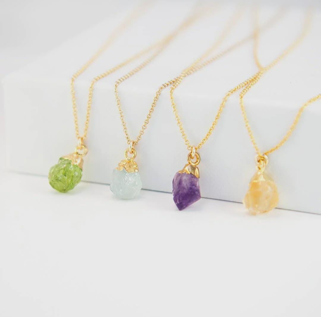 Leo Zodiac Necklace: Raw Citrine, Tiger's Eye, and Carnelian