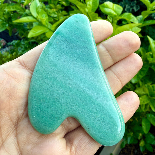 Gua Sha Green Aventurine Facial Massage Tool for Glow, Lymphatic Drainage, Skin Sculpting